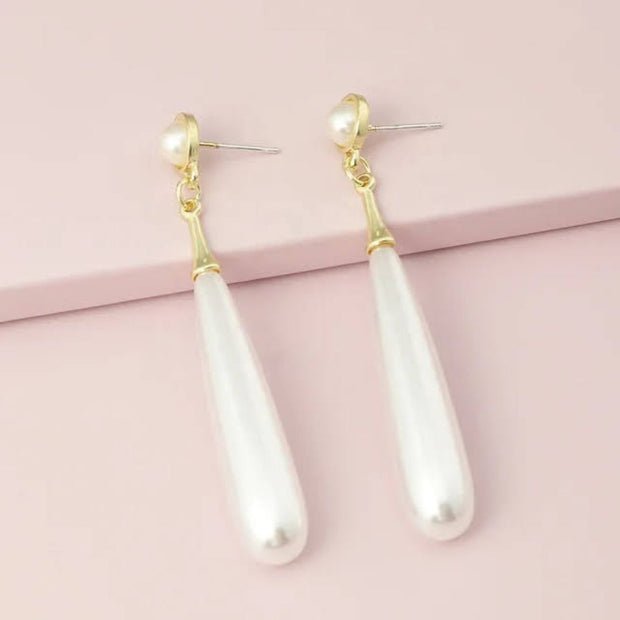 Korean Collection Long Pearl Drop Earrings