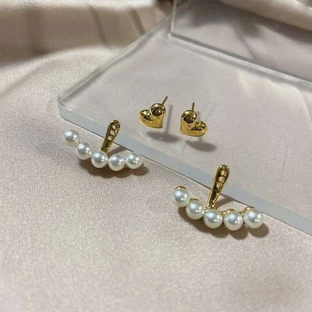 Korean Collection Small Heart Pendulum Earrings