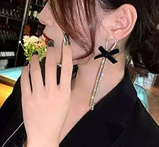 Korean Collection Velvet Knot Bow Earrings