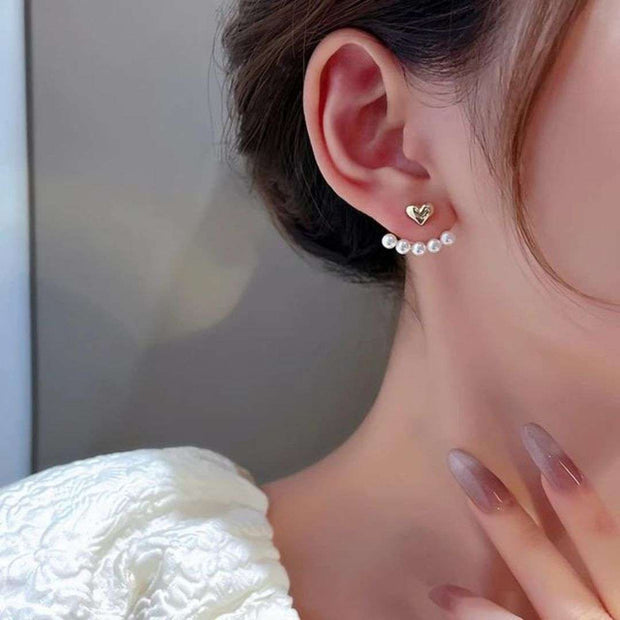 Korean Collection Small Heart Pendulum Earrings