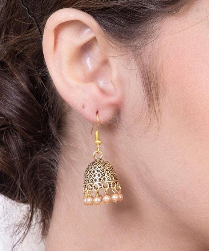 Indian Collection Ethnic Patterned Jhumki Earrings