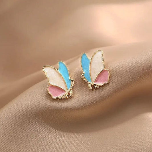 Korean Collection Butterfly Tricolour Stud Earrings