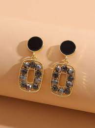 Korean Collection Blue Stone Square Earrings